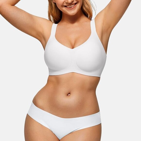 LetsJoli Wireless Bras for Women 2-pack white and nude, size L - Picture 5 of 5